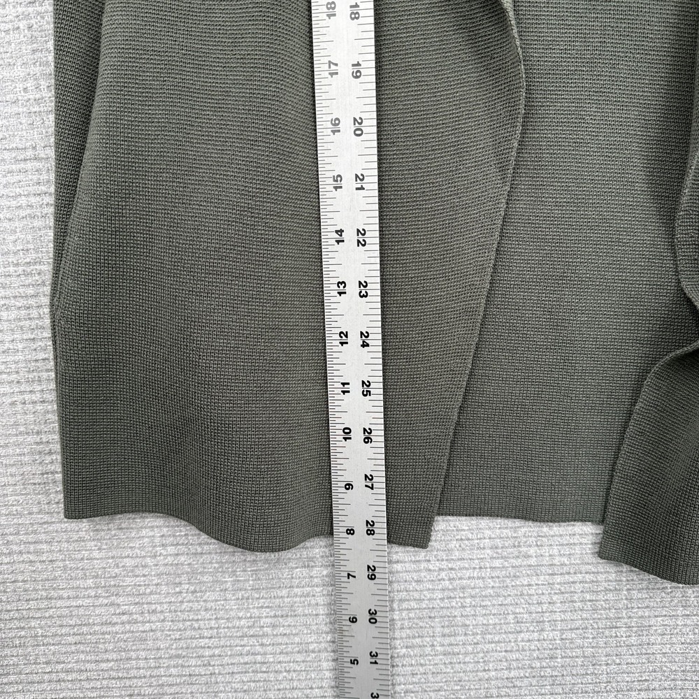 Eileen Fisher Olive Green Open-Front Knit Cardigan - Picture 7 of 9